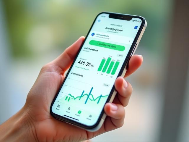 Smartphone displaying a budgeting app with graphs and data